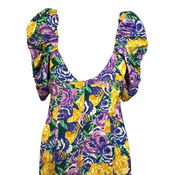 Zara Corset Mini Dress Size M Colorful Floral Scoop Neck Puff Ruched NWT - Picture 10 of 16